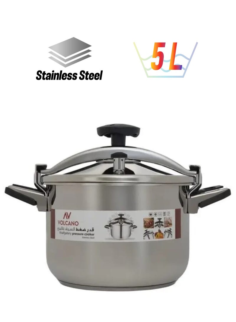 فولكانو 5لترات فولكانو قدر ضغط استيل 5 لتر فضي - Image 1