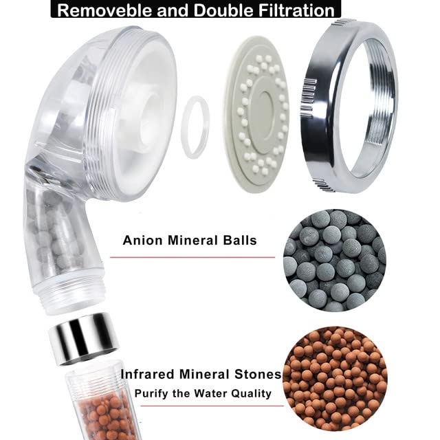 Besititli High Pressure Filter Shower Head With Replacement Hose And Bracket 3 Mode Function Spray Water Saving Shower For Best Shower Experience Rain Handheld Showerhead For Dry Hair & Skin - Image 4