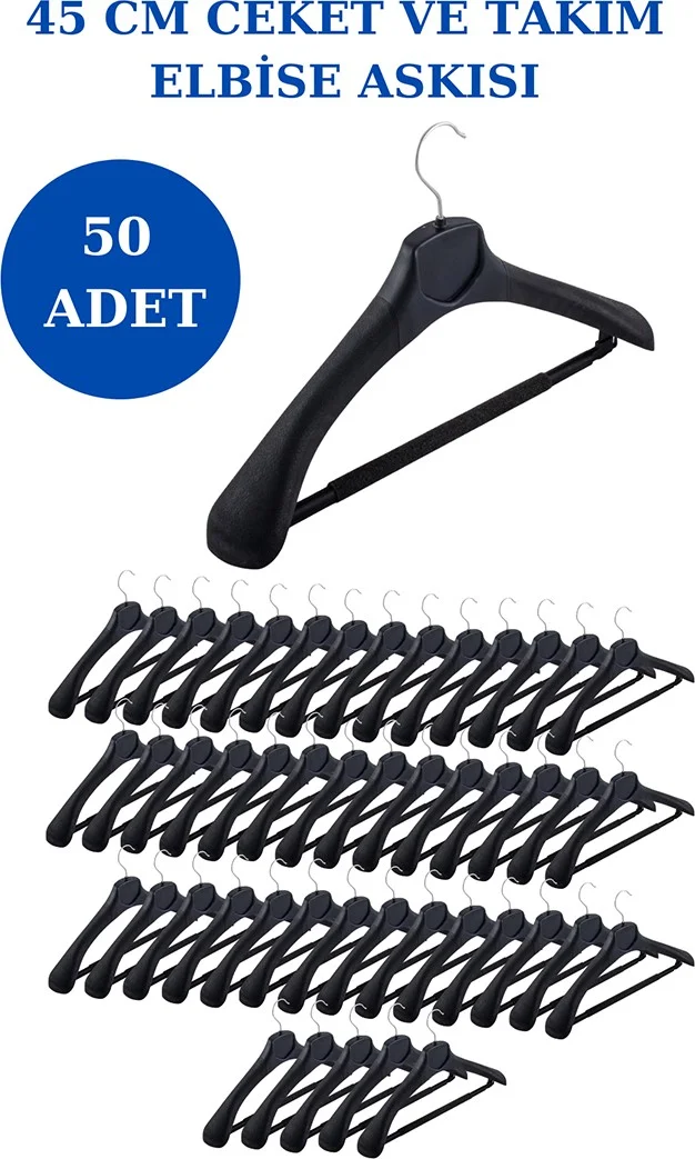 İstanbul Manken Istanbul Mannequin 50 Pieces Plastic High Quality Coat Hanger, Clothes Hanger, Suit Hanger