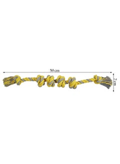 MAJIBAO Dog rope to with natural cotton, Durable dog chew rope, Interactive Tug toy for all size breeds, 6 Knots rope, Pet chew toy for Teeth cleaning, 59 cm Large, Indoor/Outdoor (Yellow)  - Image 2