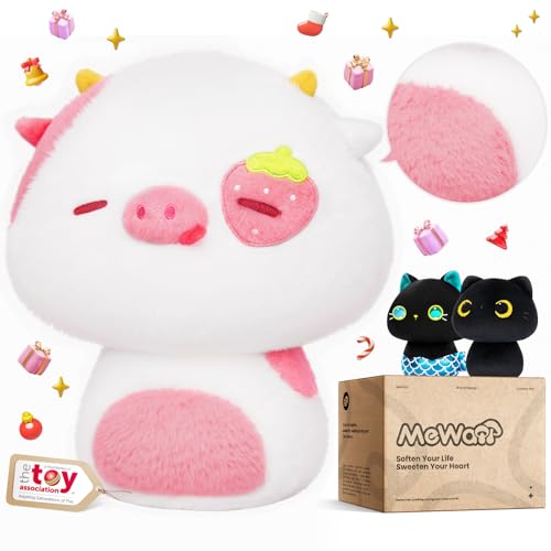 Mewaii Squishy CloudLike Softness Trending Kawaii Strawberry Cow Mushroom Plush Pillow A MustHave Collectible for Young Adults Perfect for Kids Toddlers Girls Stuffed Animal 14 - Image 1