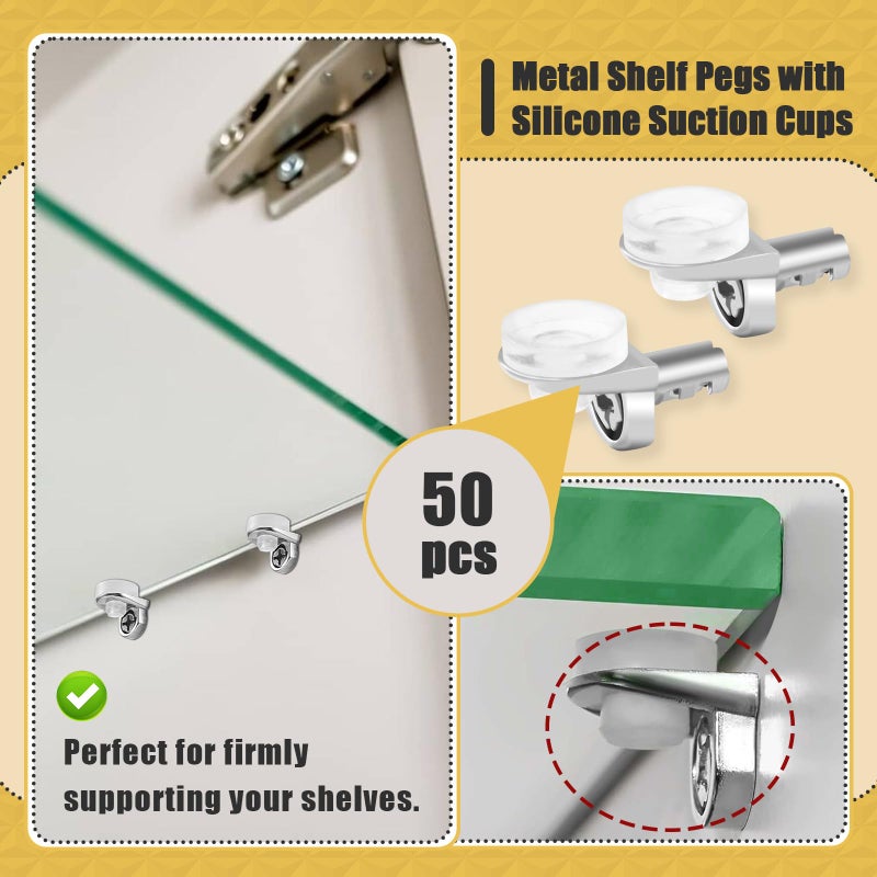 Iffitya 50 Pcs 1/5 Inch 5mm Shelf Pins - Cabinet Shelf Pegs with Silicone Suction Cups, Heavy Duty Shelf Pins for Support Kitchen Furniture, Shelf Pegs 5mm - Image 2