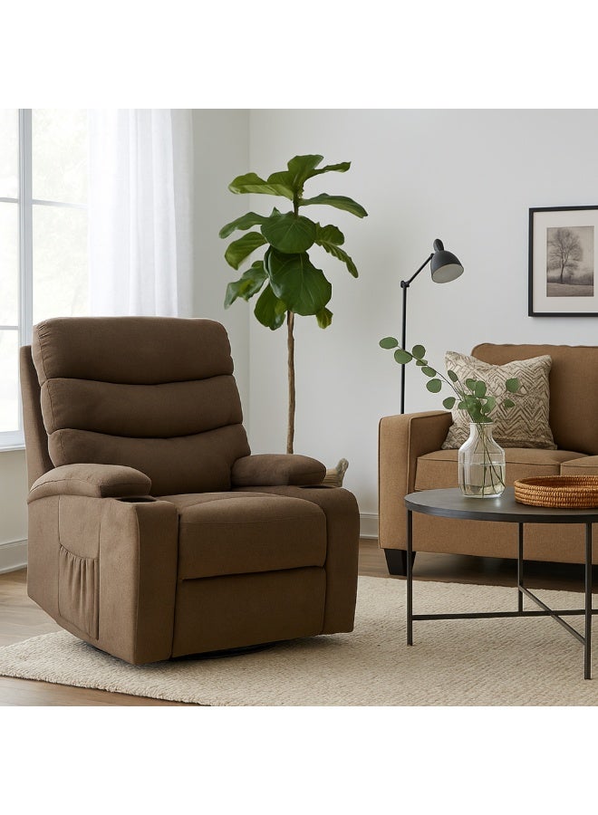 بكسل للأثاث كرسي استرخاء بحاملات أكواب من بكسل الأثاث, كرسي استرخاء هزاز ودوار من القماش الناعم مع مسند قدم قابل للتعديل - Image 1