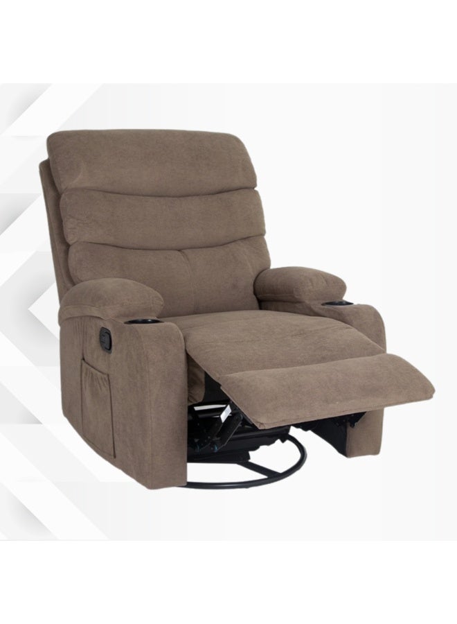 بكسل للأثاث كرسي استرخاء بحاملات أكواب من بكسل الأثاث, كرسي استرخاء هزاز ودوار من القماش الناعم مع مسند قدم قابل للتعديل - Image 4