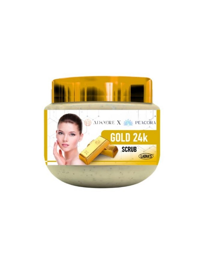ADOERE سكراب تقشير الوجه والجسم ADOERE | مقشر تنظيف عميق | سكراب لإزالة الجلد الميت والرؤوس السوداء | لجميع أنواع البشرة (360 مل، ذهب 24 قيراط)  - Image 1