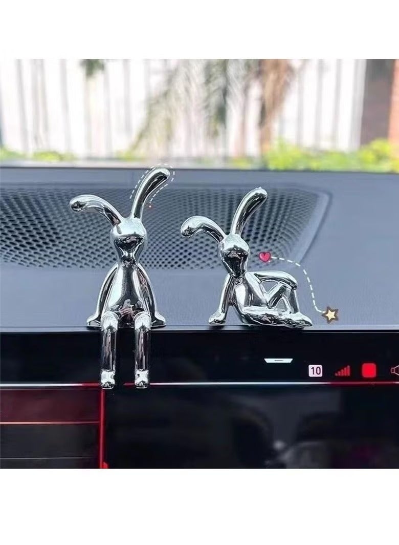 Rabbit Car Dashboard Figurines 2PCS, Long Legged Bunny Console Ornament, Cute Car Interior Decor for Center Console Dashboard Desk Shelf Gift - Image 5