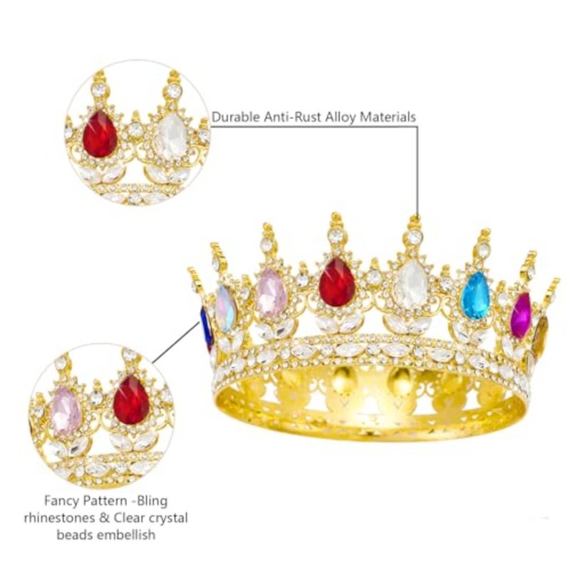 NOONQueen تاج حجر الراين تيجان الزفاف والتيجان للنساء زي حفلة إكسسوارات الشعر الأميرة عيد ميلاد تاج كريستال الزفاف Crowns444 - Image 4