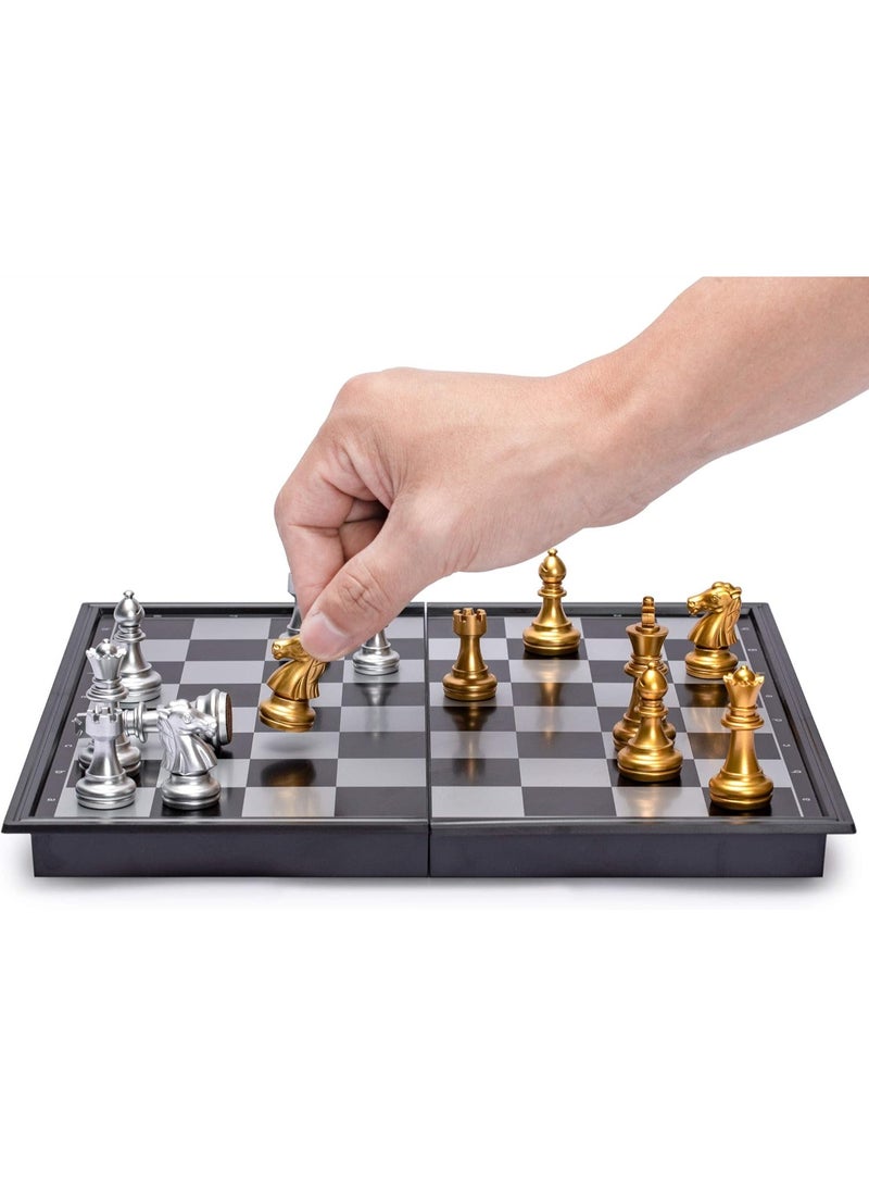 Xkimos Travel Magnetic Chess Set (9.8-Inch), Folding and Portable Board Game, Travel Size Board with Waterproof Pieces, Portable Game for Adults, Kids - Image 3