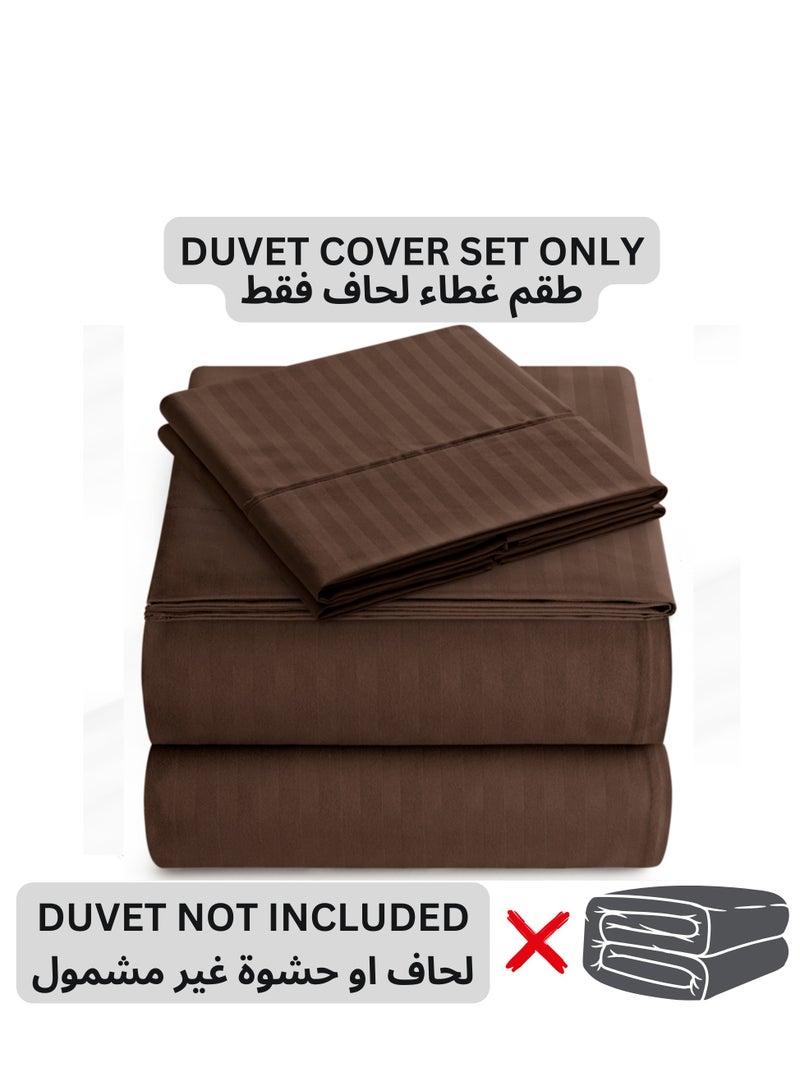 TW Premier Hotel Duvet Cover Single Size Stripe 4 Pcs Set - 1 Duvet Cover 160x220cm (Without Filling), 1 Fitted Sheet 120x200+30cm, 2 Oxford Pillow Cases 48x74+5cm, Super Soft Quilt Cover - Image 3