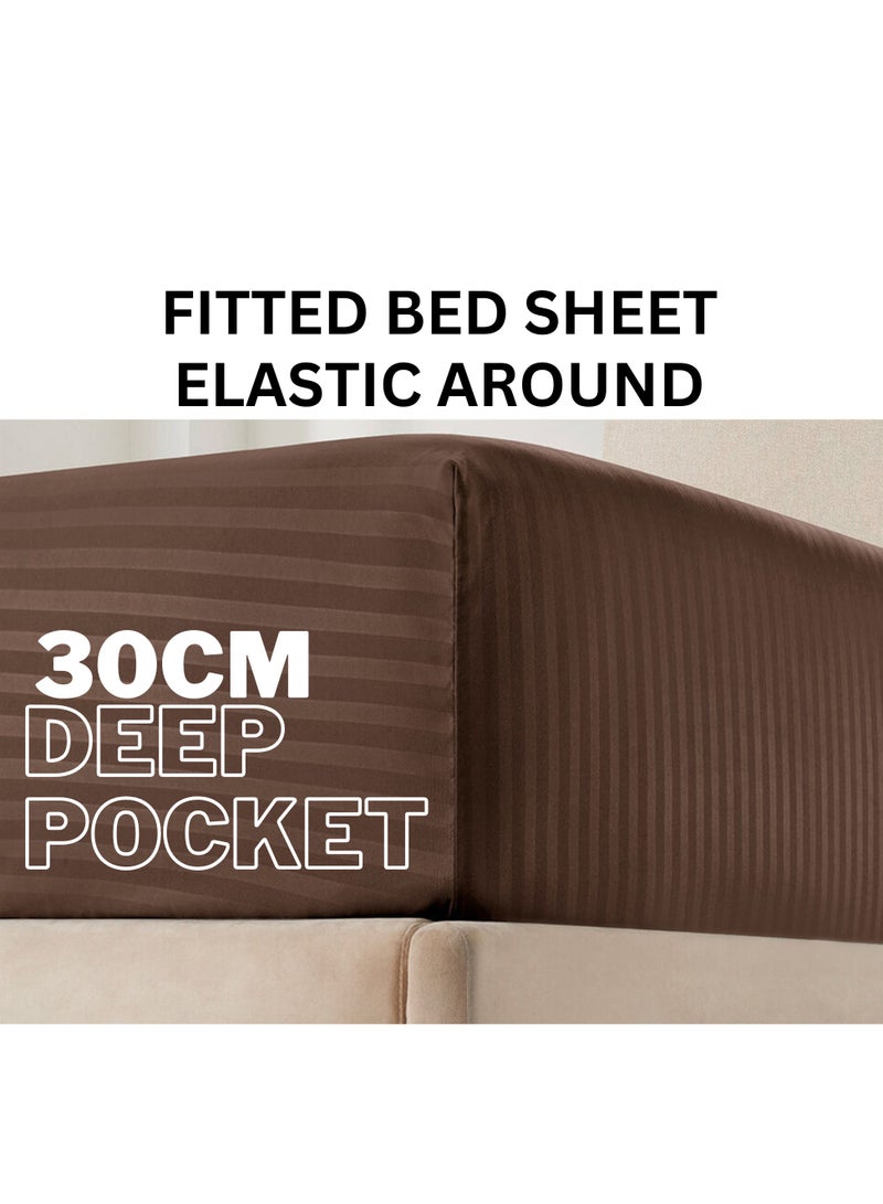 TW Premier Hotel Duvet Cover Single Size Stripe 4 Pcs Set - 1 Duvet Cover 160x220cm (Without Filling), 1 Fitted Sheet 120x200+30cm, 2 Oxford Pillow Cases 48x74+5cm, Super Soft Quilt Cover - Image 4
