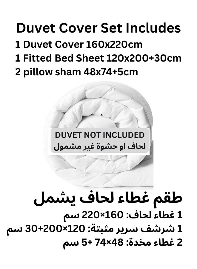 TW Premier Hotel Duvet Cover Single Size Stripe 4 Pcs Set - 1 Duvet Cover 160x220cm (Without Filling), 1 Fitted Sheet 120x200+30cm, 2 Oxford Pillow Cases 48x74+5cm, Super Soft Quilt Cover - Image 5