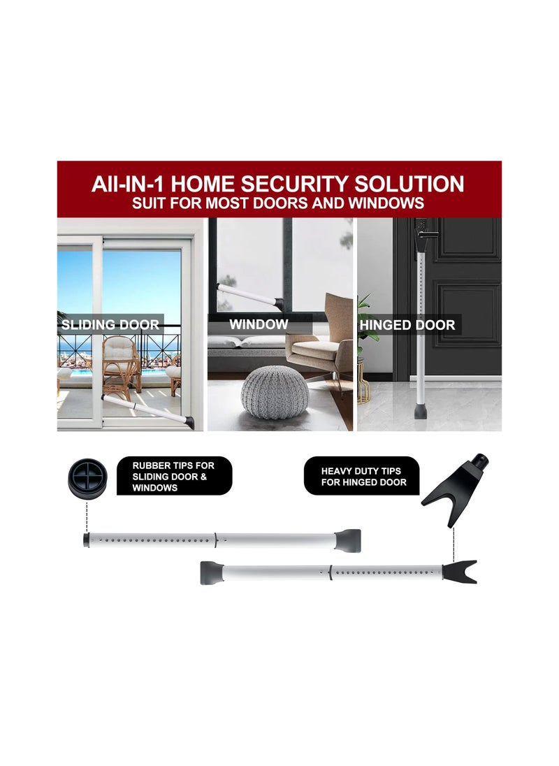 SYOSI - Door Security Bar, Sliding Patio Door Security Bar, Heavy Duty Security Door Stoppers Adjustable Door Jammer Security Bar for Home, Hotel Room, Removable Security Jammer Bar, Travel (1 Pack, White) - Image 1