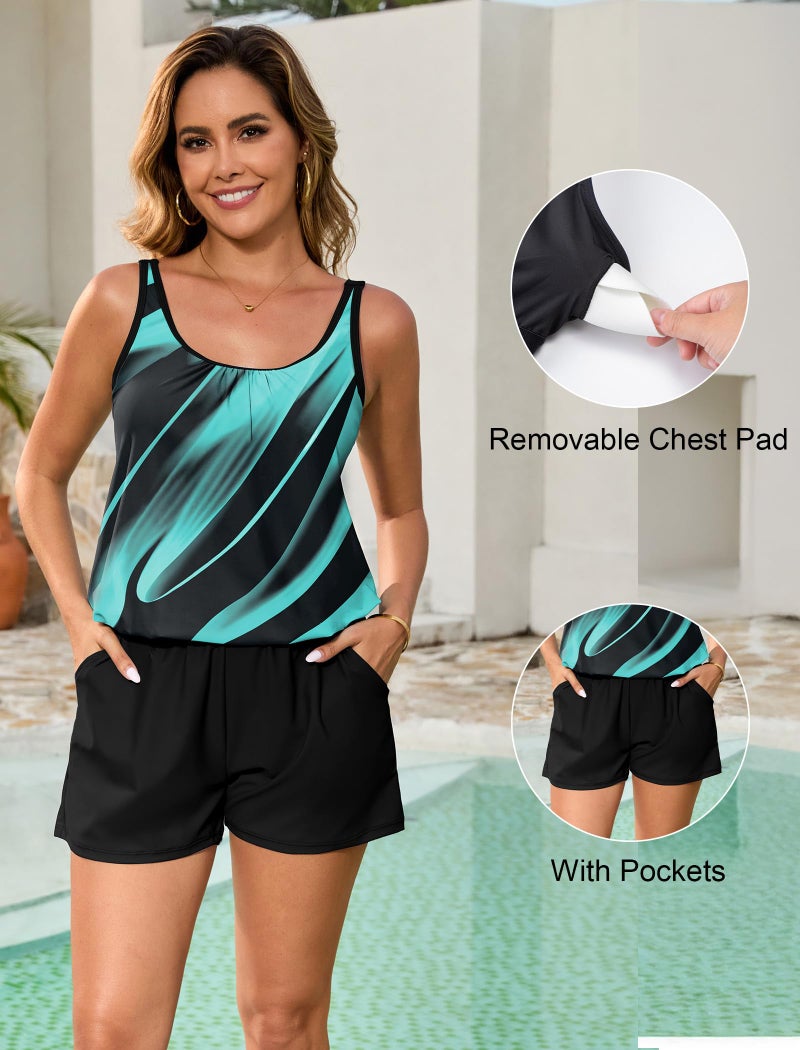 Arolina Swim Romper Swimsuits for Women Plus Size One Piece Modest Bathing Suit with Pockets Swimwear - Image 5