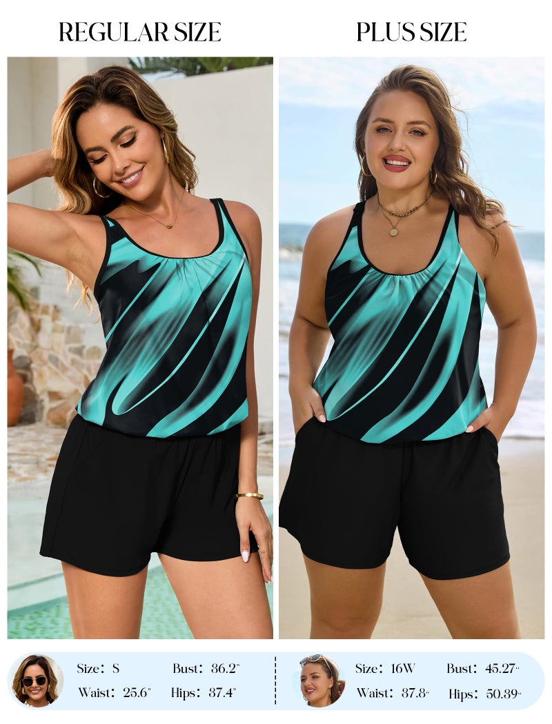 Arolina Swim Romper Swimsuits for Women Plus Size One Piece Modest Bathing Suit with Pockets Swimwear - Image 3