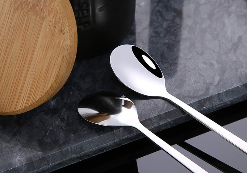 krofaue 3PCS Mixing Spoons for Coffee, Dessert, Ice Cream, Milkshake, Stainless Steel Iced Teaspoon with Ceramic Handle Tablespoons Espresso Cocktail Stirring Spoons, 6.8-Inch  (Pink) - Image 5