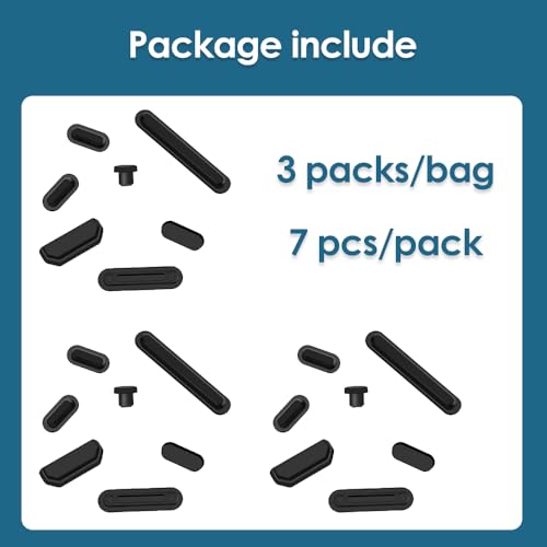 ProElife 21 Pcs Anti Dust Dirt Plug Cups Set for 2024-2021 MacBook Pro 14.2 inch 16.2 inch M4 M3 M2 M1 Pro/Max (A3112/A3185/A3401/A3186/A3403) Accessory Silicone Anti Dirt Protective Cover (Black) - Image 4