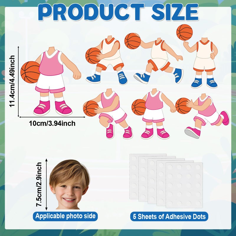 Lonfliness 60Pcs Basketball Player Paper Cutouts Sport Bulletin Board Decor Basketball Players DIY Photo Craft Cutout Sports Theme Classroom Supplies for Fans Teacher Student School Chalkboard Wall Party Decor - Image 2