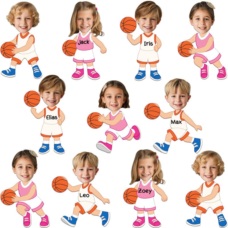 Lonfliness 60Pcs Basketball Player Paper Cutouts Sport Bulletin Board Decor Basketball Players DIY Photo Craft Cutout Sports Theme Classroom Supplies for Fans Teacher Student School Chalkboard Wall Party Decor - Image 1