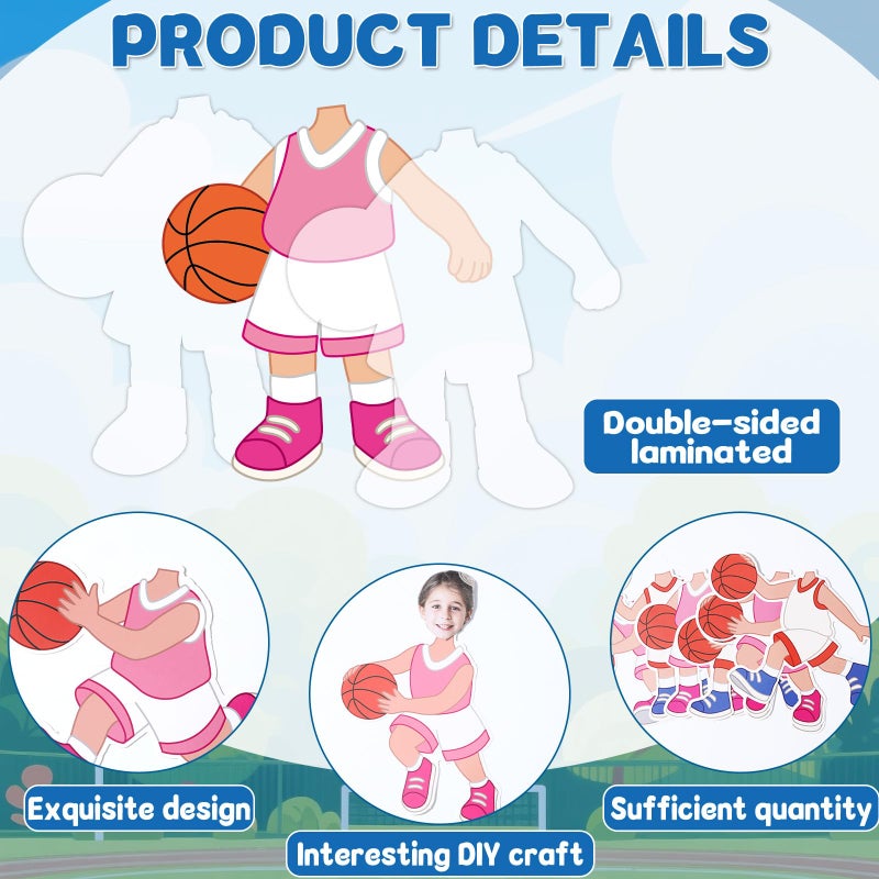 Lonfliness 60Pcs Basketball Player Paper Cutouts Sport Bulletin Board Decor Basketball Players DIY Photo Craft Cutout Sports Theme Classroom Supplies for Fans Teacher Student School Chalkboard Wall Party Decor - Image 3