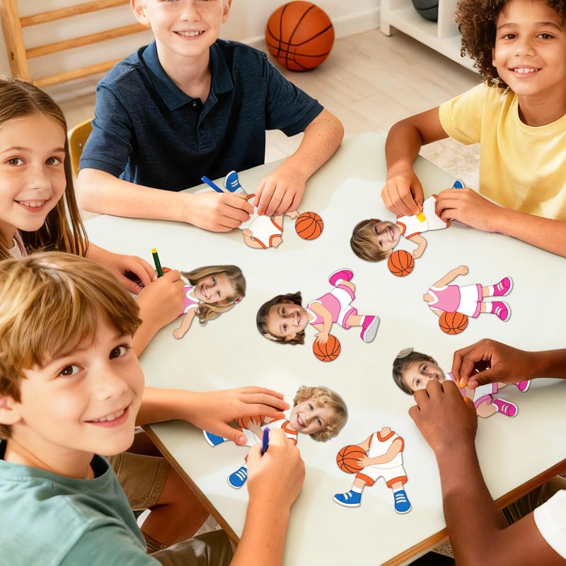Lonfliness 60Pcs Basketball Player Paper Cutouts Sport Bulletin Board Decor Basketball Players DIY Photo Craft Cutout Sports Theme Classroom Supplies for Fans Teacher Student School Chalkboard Wall Party Decor - Image 5