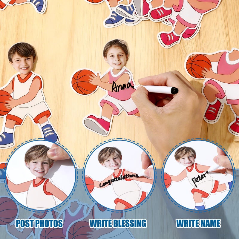 Lonfliness 60Pcs Basketball Player Paper Cutouts Sport Bulletin Board Decor Basketball Players DIY Photo Craft Cutout Sports Theme Classroom Supplies for Fans Teacher Student School Chalkboard Wall Party Decor - Image 4