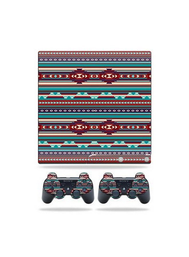 MIGHTY SKINS Skin Compatible With Sony Playstation 3 Ps3 Slim + 2 Controllers Southwest Stripes | Mightyskins Protective, Durable, And Unique Vinyl Decal Wrap Cover | Easy To Apply, Remove | Made In The Usa - Image 1