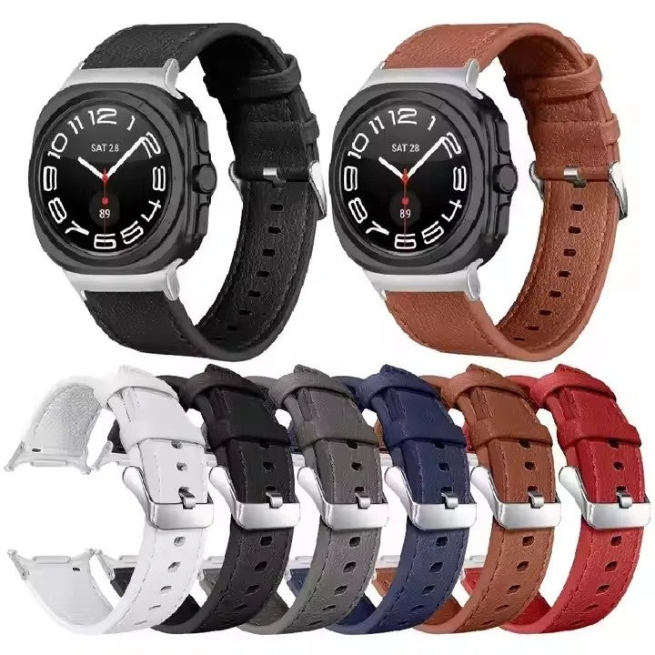 Bluejw Genuine Leather Watch Band with Silver Metal Buckle – Replacement Strap for Samsung Galaxy Watch Ultra 47mm, Durable Wristband Belt - Image 2