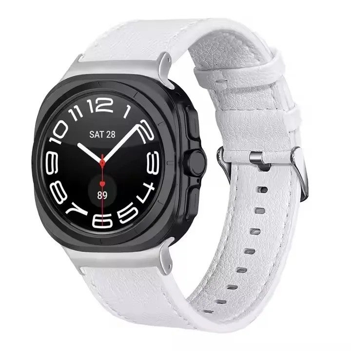 Bluejw Genuine Leather Watch Band with Silver Metal Buckle – Replacement Strap for Samsung Galaxy Watch Ultra 47mm, Durable Wristband Belt - Image 3
