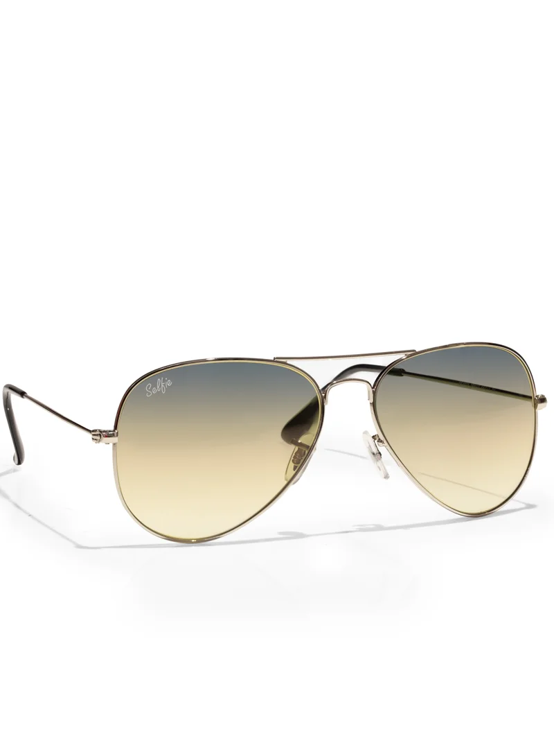 selfie Selfie Aviator Blue Silver Metal Frame with UV 400 Sunglasses, SE3025-017