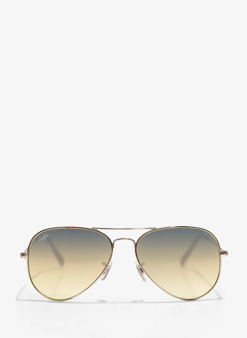 selfie Selfie Aviator Blue Silver Metal Frame with UV 400 Sunglasses, SE3025-017