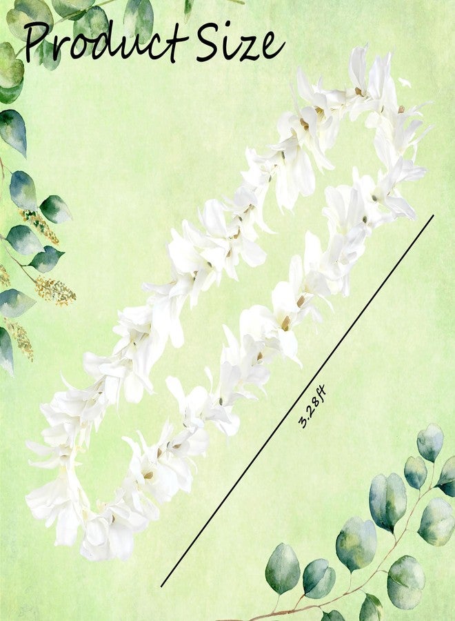 Daifunli Orchid Lei White Orchid Lei Garland Orchid Petal Flower Leis Neck Loop Flowers Wedding Artificial Lei Hawaiian Luau Flower Lei Artificial Graduation Lei, 3.28ft - Image 2