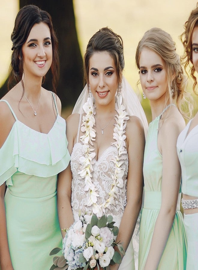 Daifunli Orchid Lei White Orchid Lei Garland Orchid Petal Flower Leis Neck Loop Flowers Wedding Artificial Lei Hawaiian Luau Flower Lei Artificial Graduation Lei, 3.28ft - Image 4