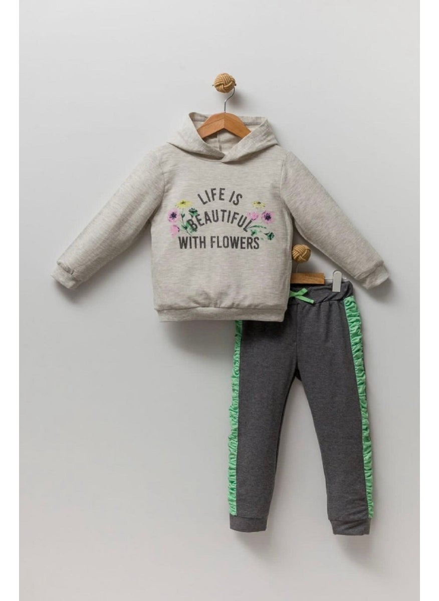 Podium Giyim - Podium Clothing Trend New Season 5/8 Years Old Polka Dot Puffer Vest Hooded 3 Piece Stylish Tracksuit Set - Image 1
