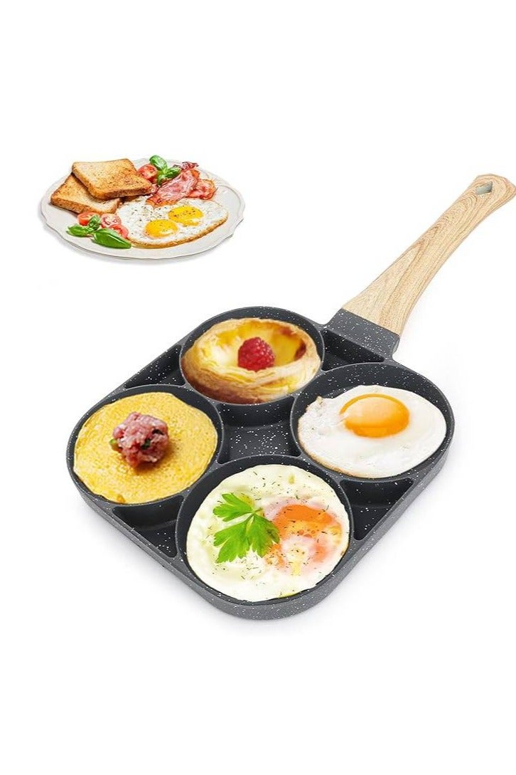 Granite 4-Hole Non-Stick Frying Pan – Perfect for Eggs, Pancakes, Burgers, Durable Aluminum Design, Heat-Resistant Handle, Ideal for Quick and Easy Breakfast at Home. - Image 1