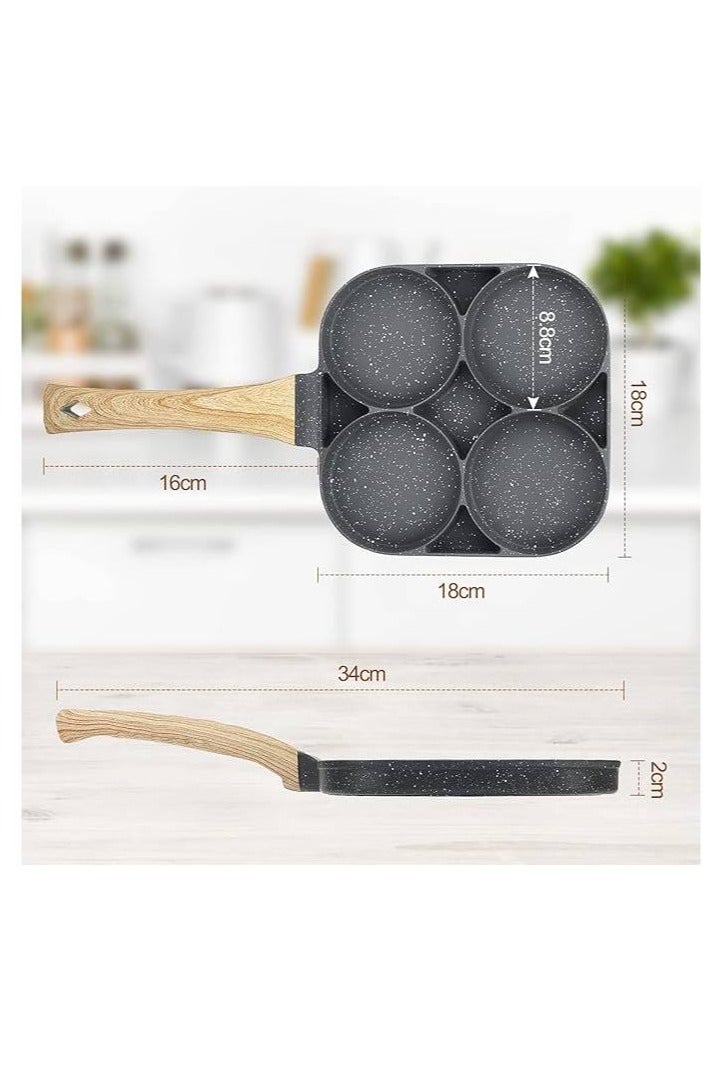 Granite 4-Hole Non-Stick Frying Pan – Perfect for Eggs, Pancakes, Burgers, Durable Aluminum Design, Heat-Resistant Handle, Ideal for Quick and Easy Breakfast at Home. - Image 2