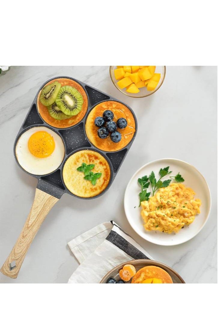 Granite 4-Hole Non-Stick Frying Pan – Perfect for Eggs, Pancakes, Burgers, Durable Aluminum Design, Heat-Resistant Handle, Ideal for Quick and Easy Breakfast at Home. - Image 3