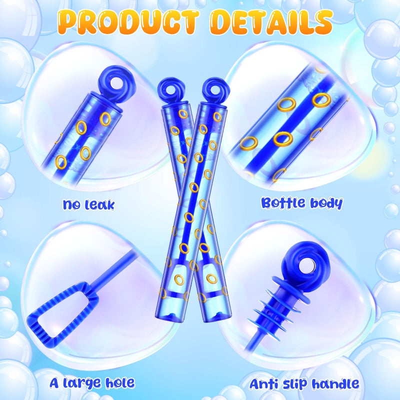 Rotatingpals 32 Pcs Blue with Gold Ring Print Bubble Wands Bubbles Party Favors for Adult Summer Activity Birthday Gifts Carnival Goody Bag Stuffers Wedding Supplies - Image 2