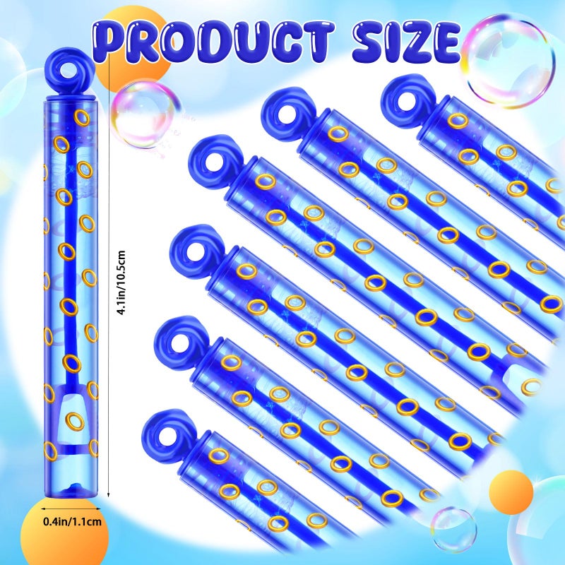 Rotatingpals 32 Pcs Blue with Gold Ring Print Bubble Wands Bubbles Party Favors for Adult Summer Activity Birthday Gifts Carnival Goody Bag Stuffers Wedding Supplies - Image 3