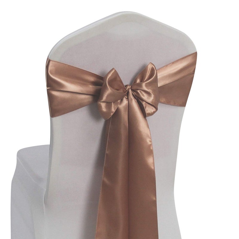 WELMATCH Rose Gold Satin Chair Sashes Ties 50 pcs Wedding Banquet Party Event Decoration Chair Bows Rose Gold 50