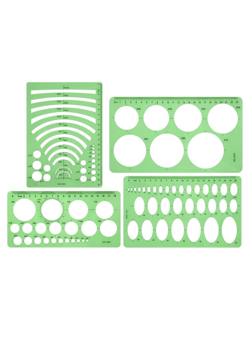 Excefore Distinctive Style Geometric Drawing Tool Set with Circle Templates, Green Shape Template for Drawing Engineering Drafting Building, Office and School - Image 1