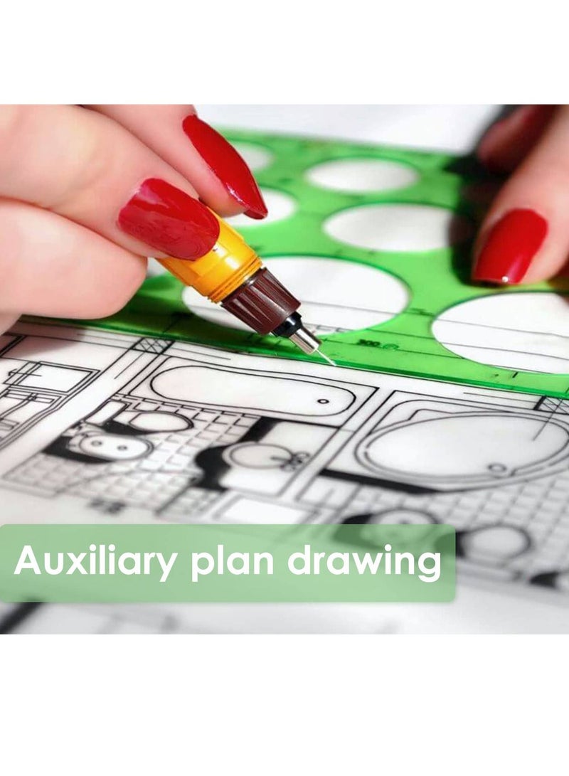 Excefore Distinctive Style Geometric Drawing Tool Set with Circle Templates, Green Shape Template for Drawing Engineering Drafting Building, Office and School - Image 3