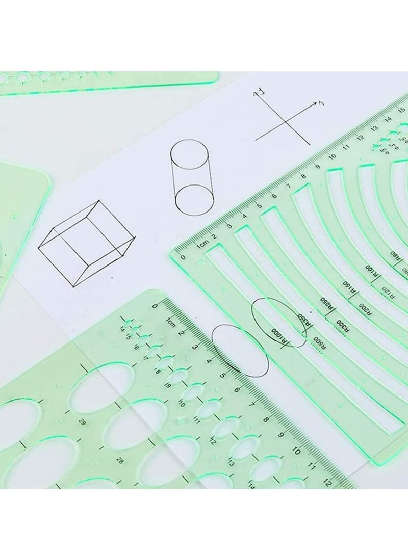Excefore Distinctive Style Geometric Drawing Tool Set with Circle Templates, Green Shape Template for Drawing Engineering Drafting Building, Office and School - Image 4