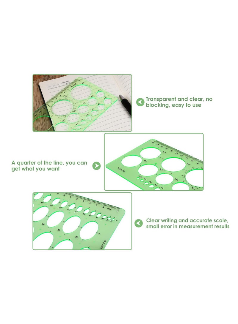 Excefore Distinctive Style Geometric Drawing Tool Set with Circle Templates, Green Shape Template for Drawing Engineering Drafting Building, Office and School - Image 2