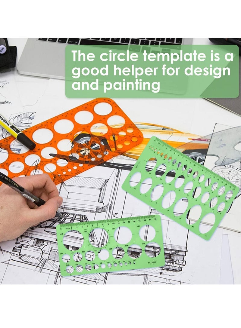Excefore Distinctive Style Geometric Drawing Tool Set with Circle Templates, Green Shape Template for Drawing Engineering Drafting Building, Office and School - Image 5