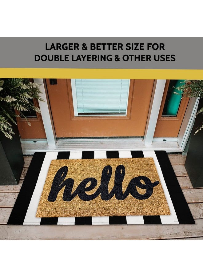 KILOCOCO Black and White Striped Rug 2.3'x3.6' Indoor Outdoor Rugs Front Door Mat Hand Woven Cotton Washable Striped Layered Doormats for Front Porch/Kitchen/Farmhouse/Entryway/Patio - Image 3