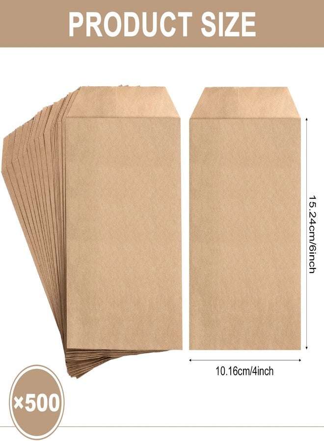 Eersida 500 Pcs 4 x 6 Inch Natural Kraft Paper Treat Bags Flat Favor Gift Bag Silverware Merchandise Envelopes for Bakery Cookies Treats Snack Cookie Popcorn Candy Sandwich Small Gift - Image 2