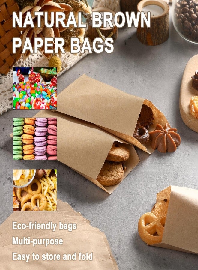 Eersida 500 Pcs 4 x 6 Inch Natural Kraft Paper Treat Bags Flat Favor Gift Bag Silverware Merchandise Envelopes for Bakery Cookies Treats Snack Cookie Popcorn Candy Sandwich Small Gift - Image 3
