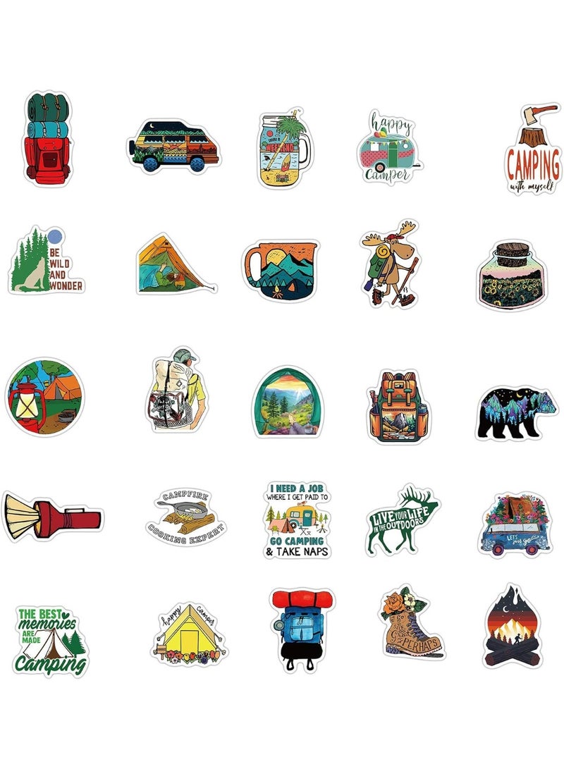 SYOSI Waterproof Camping Stickers, Outdoor Adventure Vinyl Decals for Hiking, Nature & Travel Lover, Durable Scrapbooking Stickers for Water Bottles, Journals, Luggage, Adults/Kids/Teens (50-Piece) - Image 4