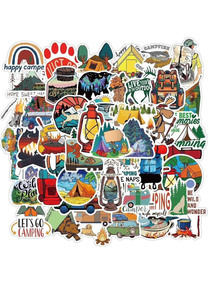 SYOSI Waterproof Camping Stickers, Outdoor Adventure Vinyl Decals for Hiking, Nature & Travel Lover, Durable Scrapbooking Stickers for Water Bottles, Journals, Luggage, Adults/Kids/Teens (50-Piece) - Image 1