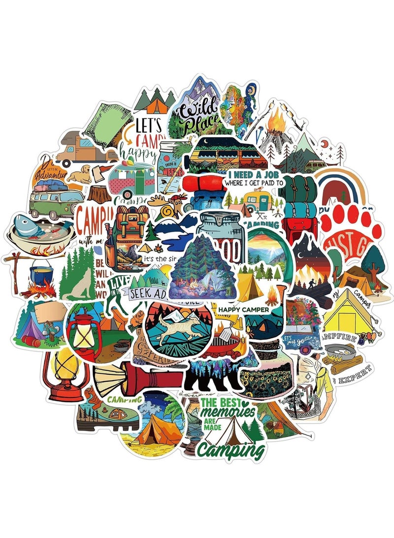 SYOSI Waterproof Camping Stickers, Outdoor Adventure Vinyl Decals for Hiking, Nature & Travel Lover, Durable Scrapbooking Stickers for Water Bottles, Journals, Luggage, Adults/Kids/Teens (50-Piece) - Image 2